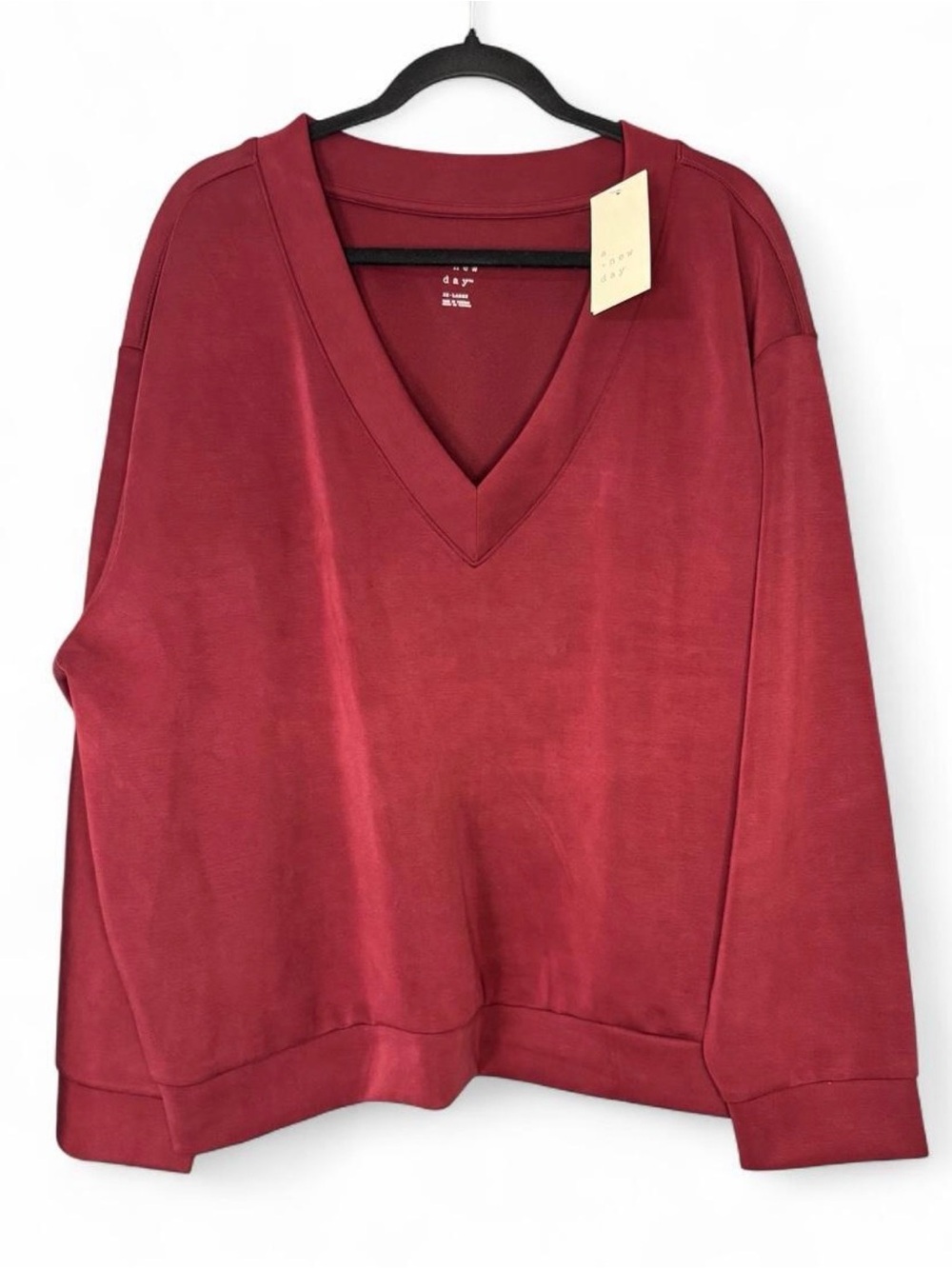 a new day Women's V-Neck Pullover Sweater in Wine